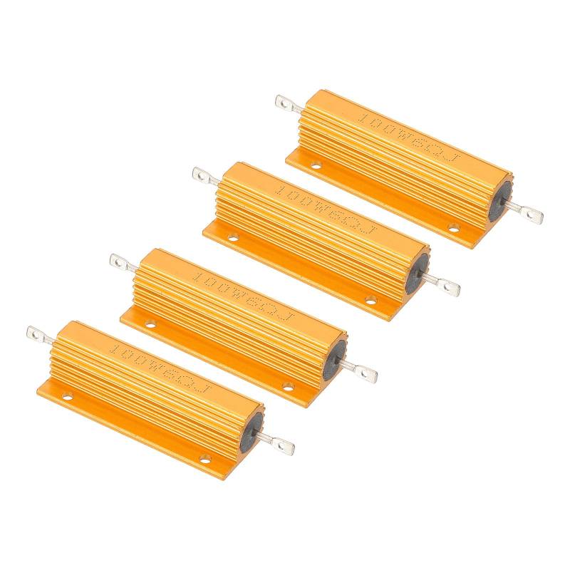 PATIKIL 100W 6 Ohm Widerstand Sortiment Kit Aluminium Gehäuse Widerstände Set, 4 Stück Aluminum Widerstand Set mit Schrauben Draht Widerstände Resistor Kit mit 5% Toleranz, Golden von PATIKIL