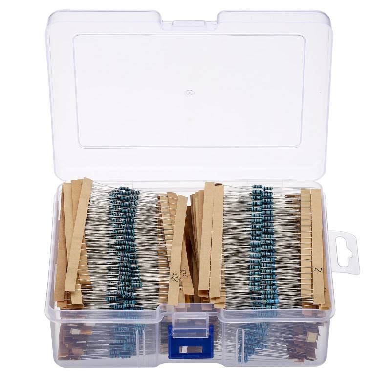 PATIKIL 130 Werte Widerstände Sortiment Kit 2600Stk Metall Folie Fix Widerstände 1 Ohm-10m Ohm 1/4w 1% Toleranz für Selbstbau Projekt Experimente Blau von PATIKIL