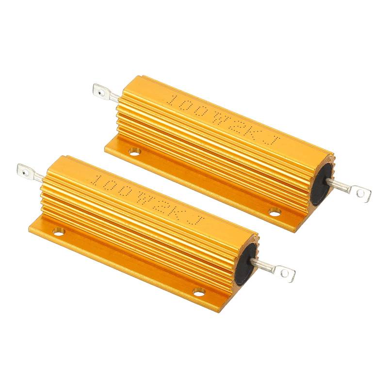 PATIKIL 2 Stück 100W 2K Ohm Aluminium Hülle Widerstand Gehäuse Draht Widerstände Schraube Tap Leistungswiderstand Goldton von PATIKIL