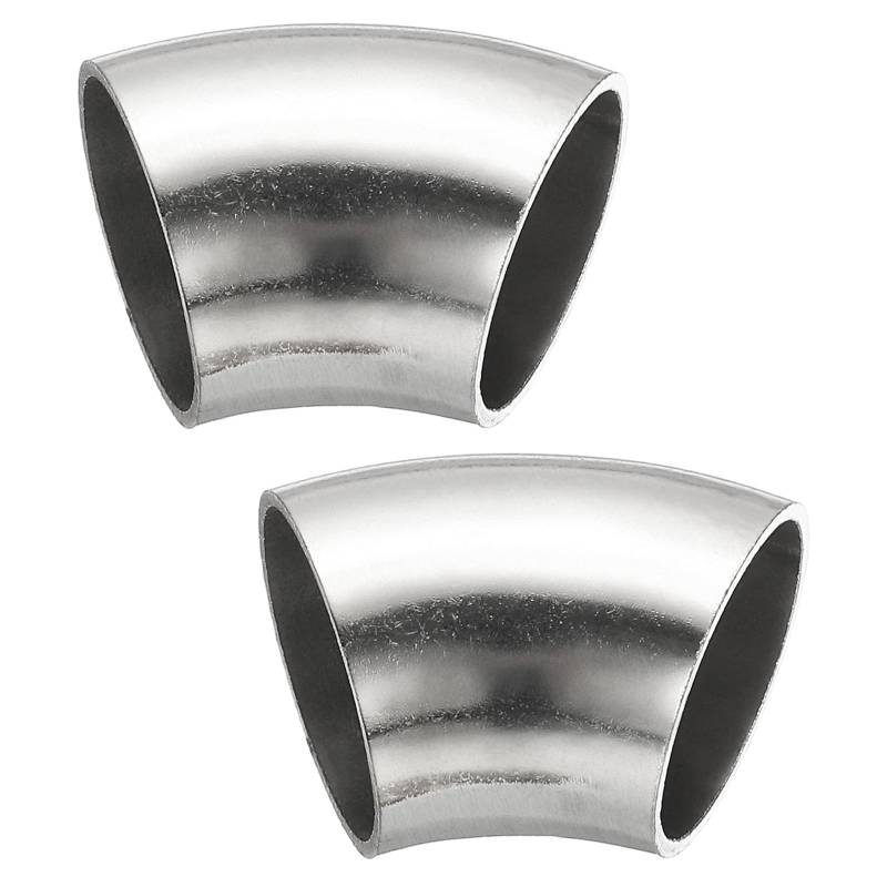 PATIKIL 2 Stück Edelstahl Rohrbogen 45 Grad Bogen, 28mm OD Stahl Auspuffbogen Auspuffrohrverbinder Edelstahlbogen 304 Edelstahl Rohr für Auspuffrohr Treppengeländer Auto HVAC von PATIKIL