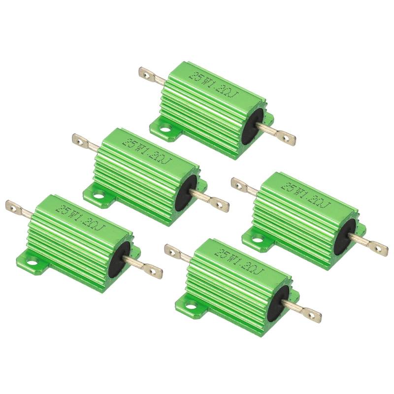 PATIKIL 25W 1,2 Ohm Aluminum Gehäuse Widerstände Set, 5 Stück Aluminum Widerstand Set mit Schrauben Drahtgewickelte Potentiometer Leistung Widerstand Sortiment 5% Toleranz, Grün von PATIKIL