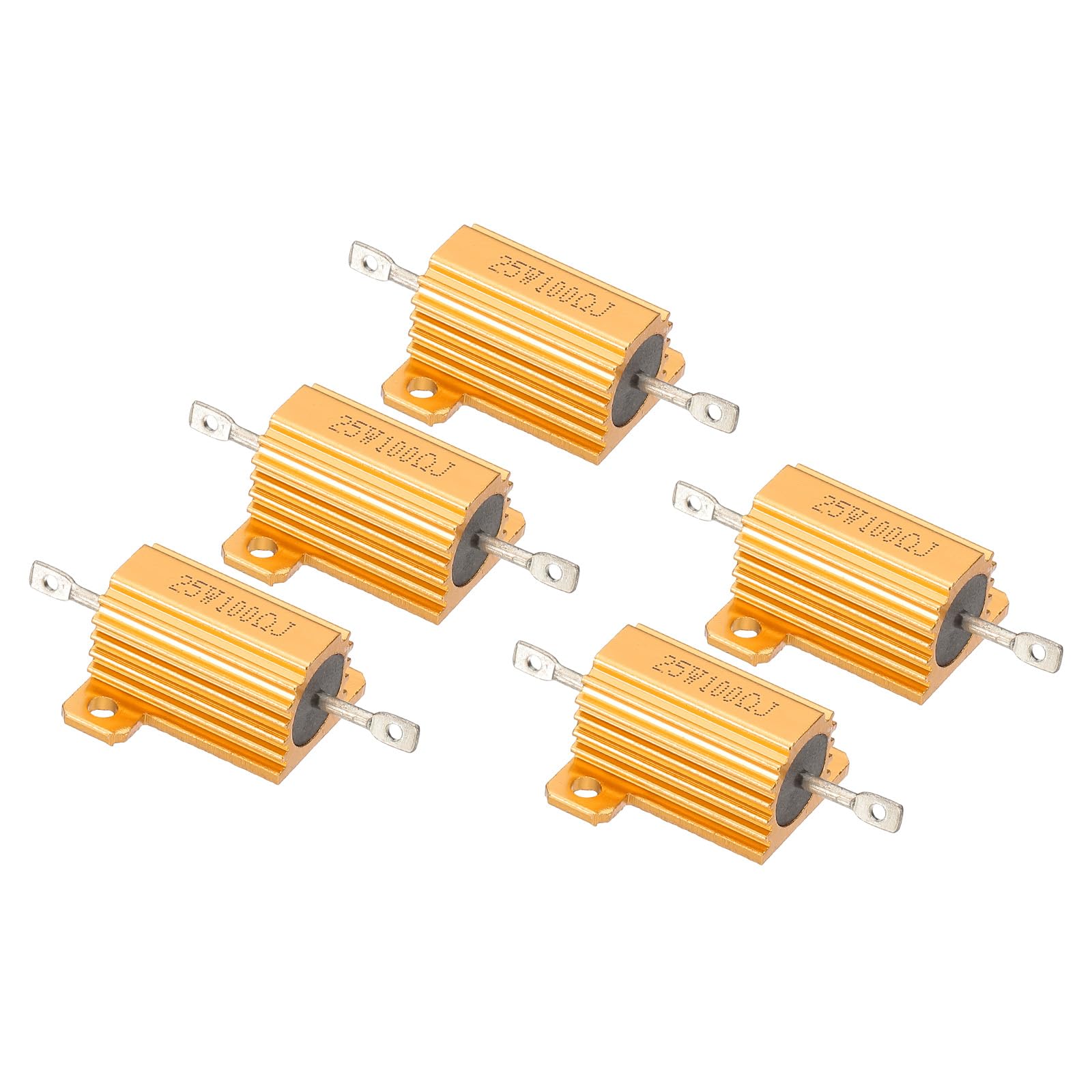 PATIKIL 25W 100 Ohm Aluminum Gehäuse Widerstände Set, 5 Stück Aluminum Widerstand Set mit Schrauben Drahtgewickelte Potentiometer Leistung Widerstand Sortiment 5% Toleranz, Golden PATIKIL 25W 100 Ohm Aluminum Gehäuse Widerstände Set, 5 Stück Aluminum Widerstand Set mit Schrauben Drahtgewickelte Potentiometer Leistung Widerstand Sortiment 5% Toleranz, Golden von PATIKIL
