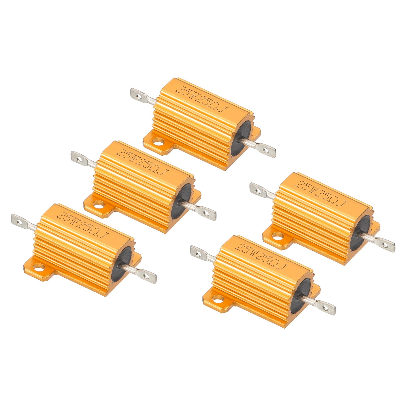 PATIKIL 25W 25 Ohm Aluminium Gehäuse Drahtwiderstand, 5 Stück Aluminiumgehäuse Widerstand Gehäuse Fall Drahtgewickelte Widerstände Schraubentap Power Widerstand 5% Toleranz, Golden PATIKIL 25W 25 Ohm Aluminium Gehäuse Drahtwiderstand, 5 Stück Aluminiumgehäuse Widerstand Gehäuse Fall Drahtgewickelte Widerstände Schraubentap Power Widerstand 5% Toleranz, Golden von PATIKIL