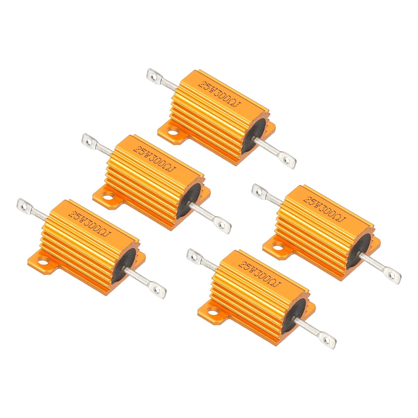 PATIKIL 25W 300 Ohm Aluminum Gehäuse Widerstände Set, 5 Stück Aluminum Widerstand Set mit Schrauben Drahtgewickelte Potentiometer Leistung Widerstand Sortiment 5% Toleranz, Golden PATIKIL 25W 300 Ohm Aluminum Gehäuse Widerstände Set, 5 Stück Aluminum Widerstand Set mit Schrauben Drahtgewickelte Potentiometer Leistung Widerstand Sortiment 5% Toleranz, Golden von PATIKIL