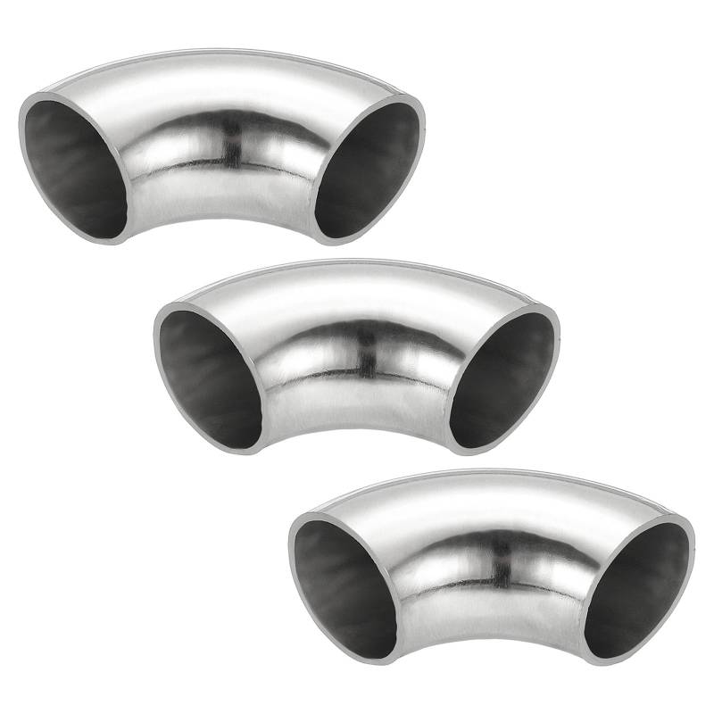 PATIKIL 3 Stück Edelstahl Rohrbogen 90 Grad Bogen, 25mm OD Stahl Auspuffbogen Auspuffrohrverbinder Edelstahlbogen 304 Edelstahl Rohr für Auspuffrohr Treppengeländer Auto HVAC von PATIKIL