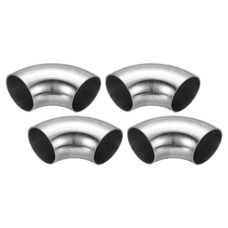 PATIKIL 4 Stück Edelstahl Rohrbogen 90 Grad Bogen, 42mm OD Stahl Auspuffbogen Auspuffrohrverbinder Edelstahlbogen 304 Edelstahl Rohr für Auspuffrohr Treppengeländer Auto HVAC von PATIKIL