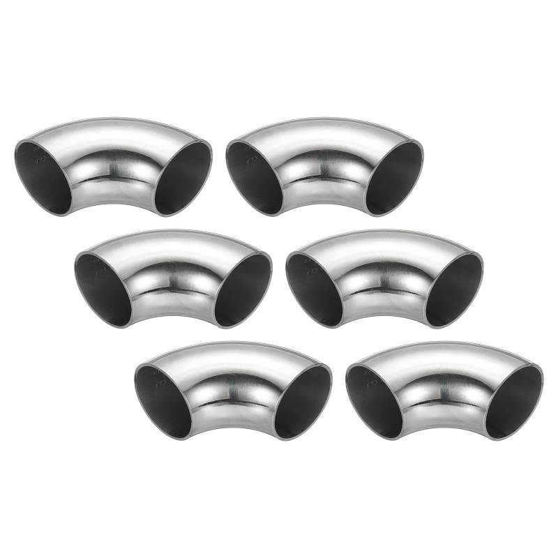 PATIKIL 6 Stück Edelstahl Rohrbogen 90 Grad Bogen, 35mm OD Stahl Auspuffbogen Auspuffrohrverbinder Edelstahlbogen 304 Edelstahl Rohr für Auspuffrohr Treppengeländer Auto HVAC von PATIKIL