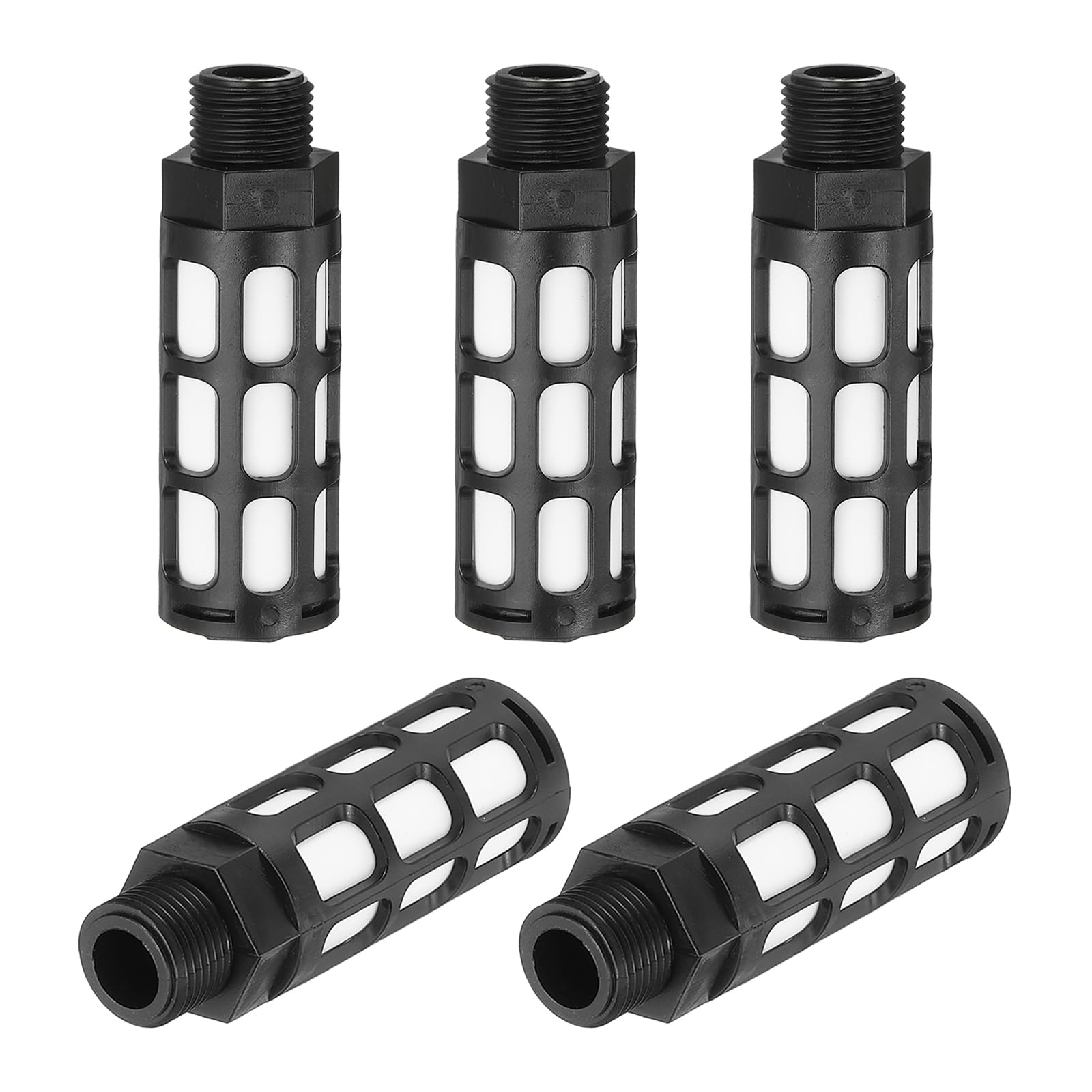 PATIKIL Druckluft-Schalldämpfer G 1/2, 5er-Pack Kunststoff-Luftkompressor-Auspuff-Schalldämpferfilter Luftmagnetventil-Schalldämpferpassung für, Schwarz PATIKIL Druckluft-Schalldämpfer G 1/2, 5er-Pack Kunststoff-Luftkompressor-Auspuff-Schalldämpferfilter Luftmagnetventil-Schalldämpferpassung für, Schwarz von PATIKIL