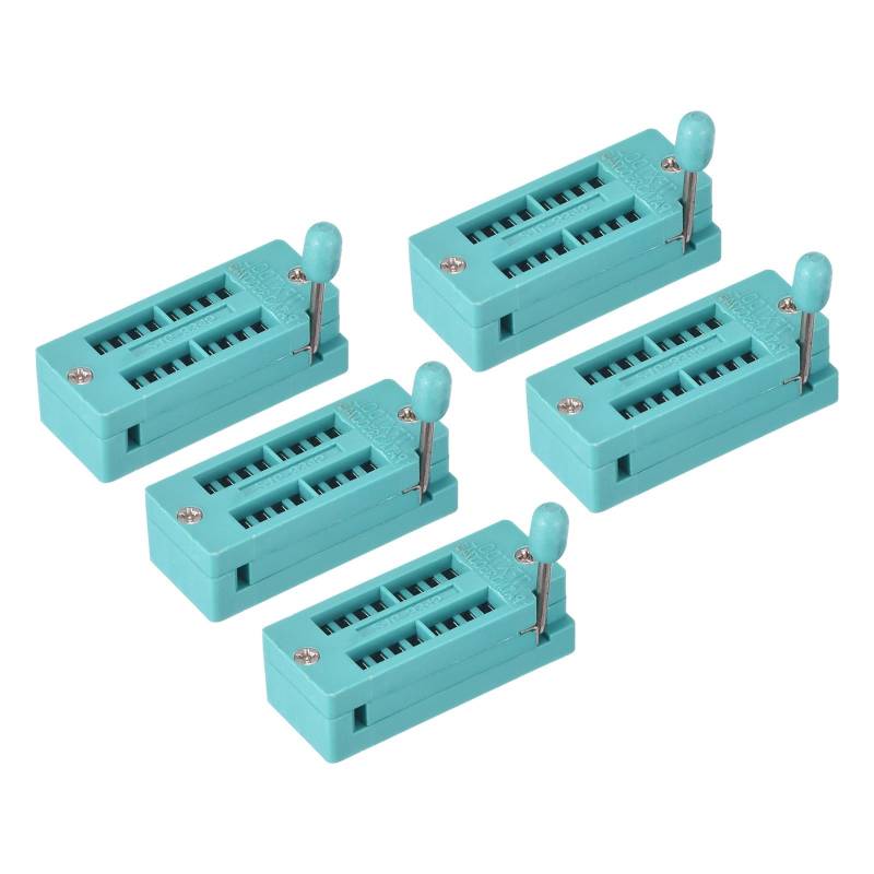 PATIKIL Universeller IC-Test-ZIF-Sockel, 16-polig, 3,0 mm Rastermaß, für Mikrocontroller, Chip, Steckbrett, Programm-ICs, 5er-Pack von PATIKIL