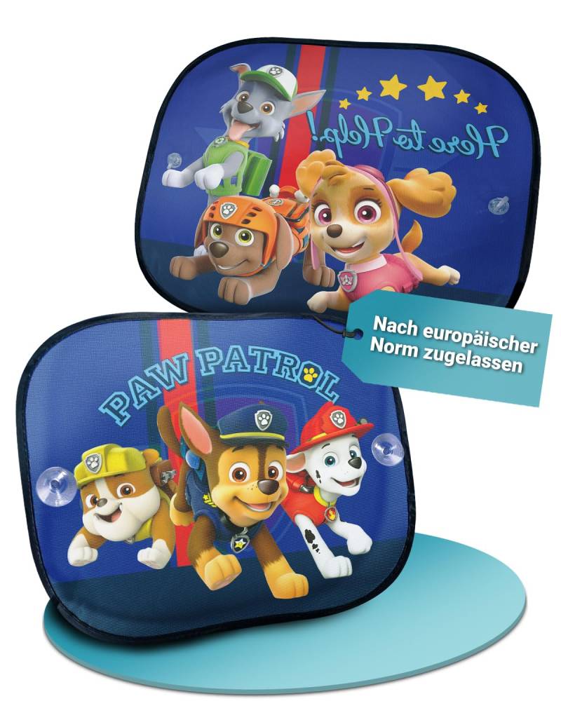 HiTS4KiDS 2 x Sonnenschutz für Seitenscheiben (Paw Patrol) – Befestigung mit Saugnäpfen – Effektiver Sonnenschutz Auto Kinder – UV Schutz Auto – Universell passender Sonnenschutz Auto von HiTS4KiDS