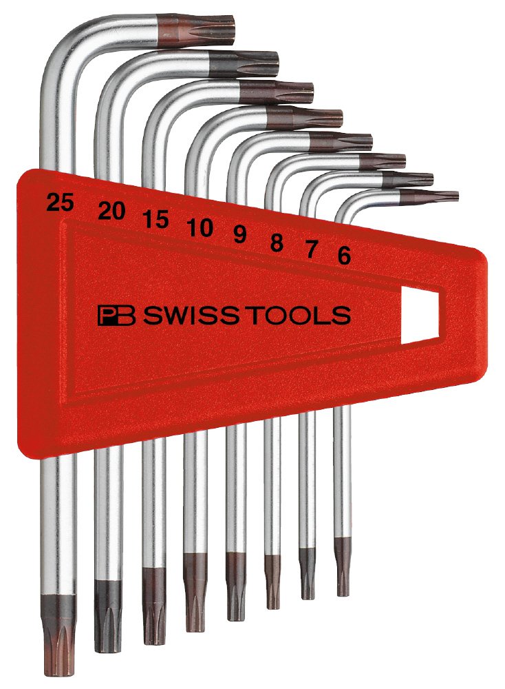 PB Swiss Tools Winkelschraubendreher-Satz Für Torx-Schrauben, In Praktischem Kunststoffhalter (Grösse: 6, 7, 8, 9, 10, 15, 20, 25) von PB Swiss Tools