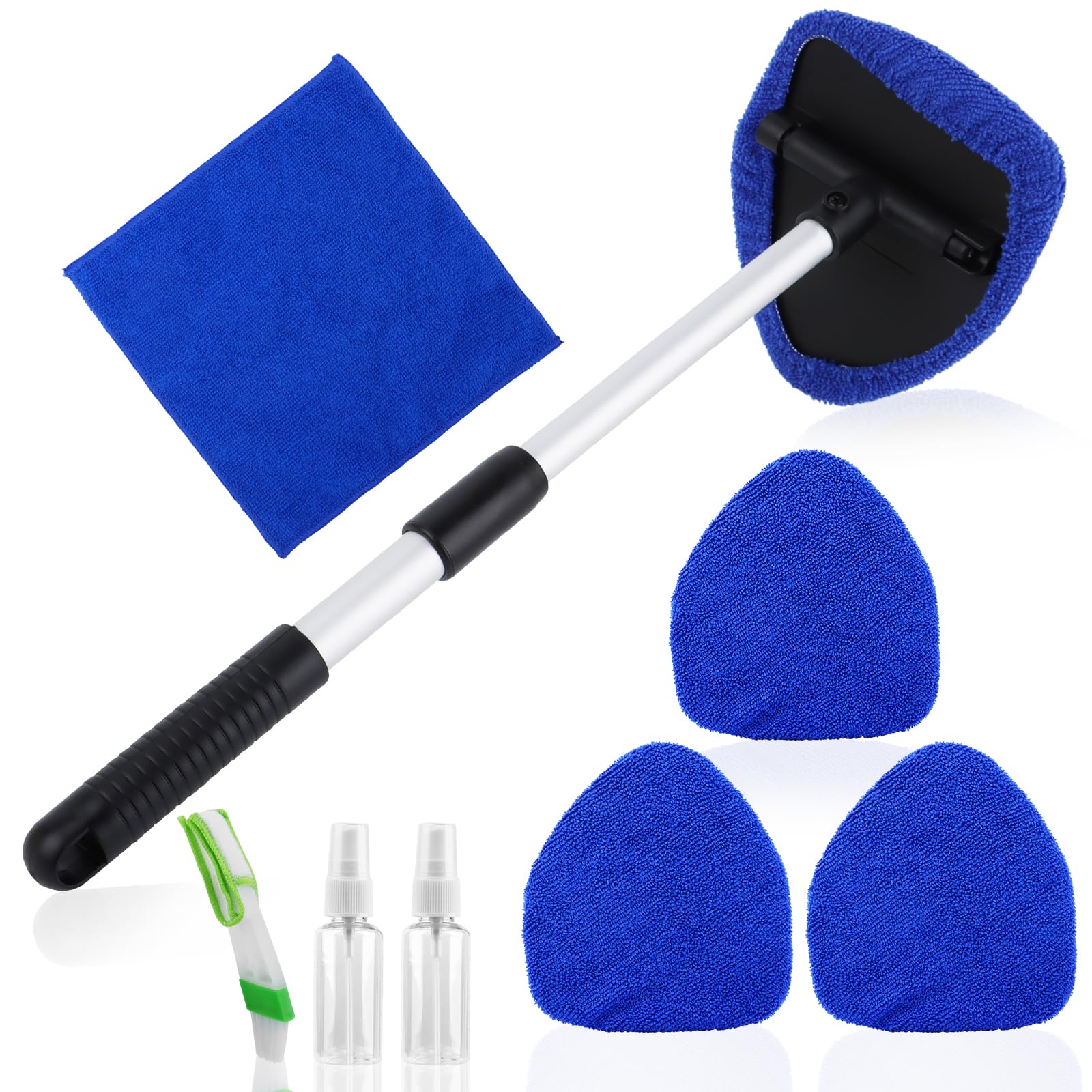 PBUSPU Auto Scheibenreiniger mit 3 Mikrofaserpads und 2 Sprühflaschen,Auto Fensterwischer Kit,autoscheiben innenreiniger mit Ausziehbarer Griff Set PBUSPU Auto Scheibenreiniger mit 3 Mikrofaserpads und 2 Sprühflaschen,Auto Fensterwischer Kit,autoscheiben innenreiniger mit Ausziehbarer Griff Set von PBUSPU