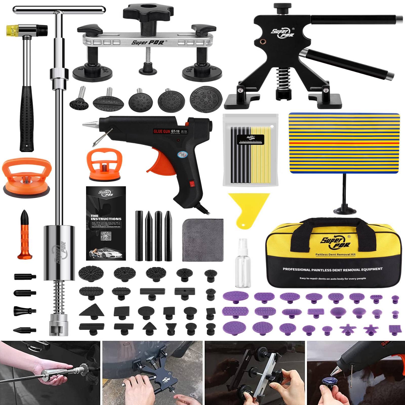 PDR TOOLS Ausbeulwerkzeug,87PCS Beulen Reparaturset Auto,Dellen Reparaturset Auto mit Gleithammer 100W Klebepistole Linien-Dellen-Brett, Ausbeulreparatur-Set Kann 98% der Autodellen Reparieren PDR TOOLS Ausbeulwerkzeug,87PCS Beulen Reparaturset Auto,Dellen Reparaturset Auto mit Gleithammer 100W Klebepistole Linien-Dellen-Brett, Ausbeulreparatur-Set Kann 98% der Autodellen Reparieren von PDR TOOLS