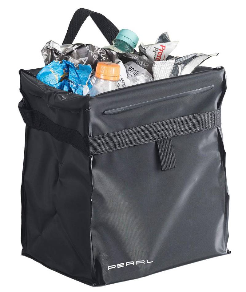 PEARL Mülleimer Auto: Camping- & Kfz-Falt-Müllbehälter, auslaufsicher verschließbar, 10 l (Faltbarer Mülleimer, Faltbarer Camping, wasserdichte Taschen) von PEARL