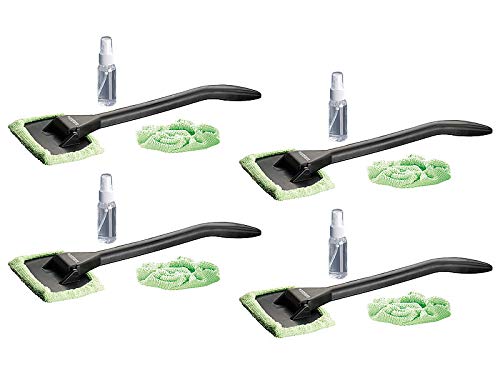 PEARL Fensterputzer Auto: Windschutzscheiben-Wunder mit Gelenk-Kopf & Pump-Sprühflasche, 4er-Set (Fensterwischer Auto innen, Scheibenreiniger mit Stiel, Windschutzscheibe) von PEARL