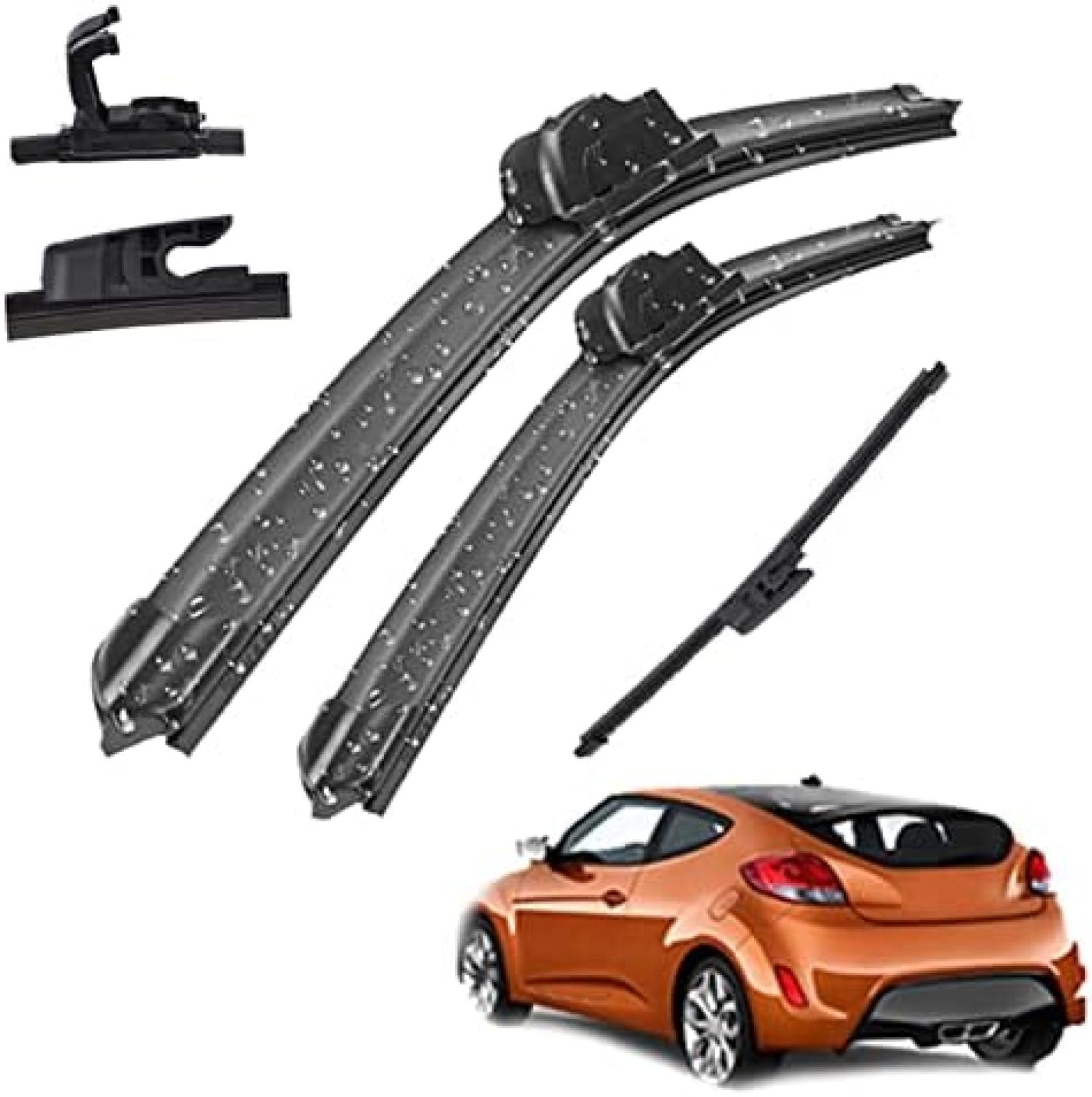 Für Hyundai Für Veloster MK1 2012-2018 Wischer Vorne und Hinten Wischerblätter Set Kit Windschutzscheibe Windschutzscheibe Fenster 26 "+ 18" + 9 "Wischer von PEBKYFA