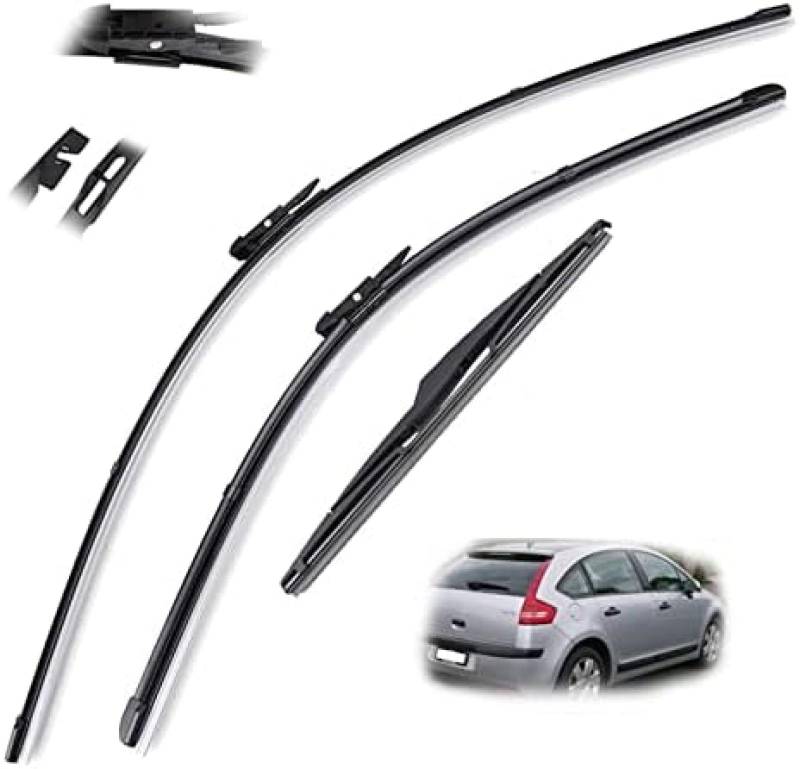 Scheibenwischerblätter für die Windschutzscheibe, für Citroen C4 Schrägheck 5 Türen, vorne und hinten, 2004 2005 2006 2007 2008 2009 2010 Scheibenwischer von PEBKYFA