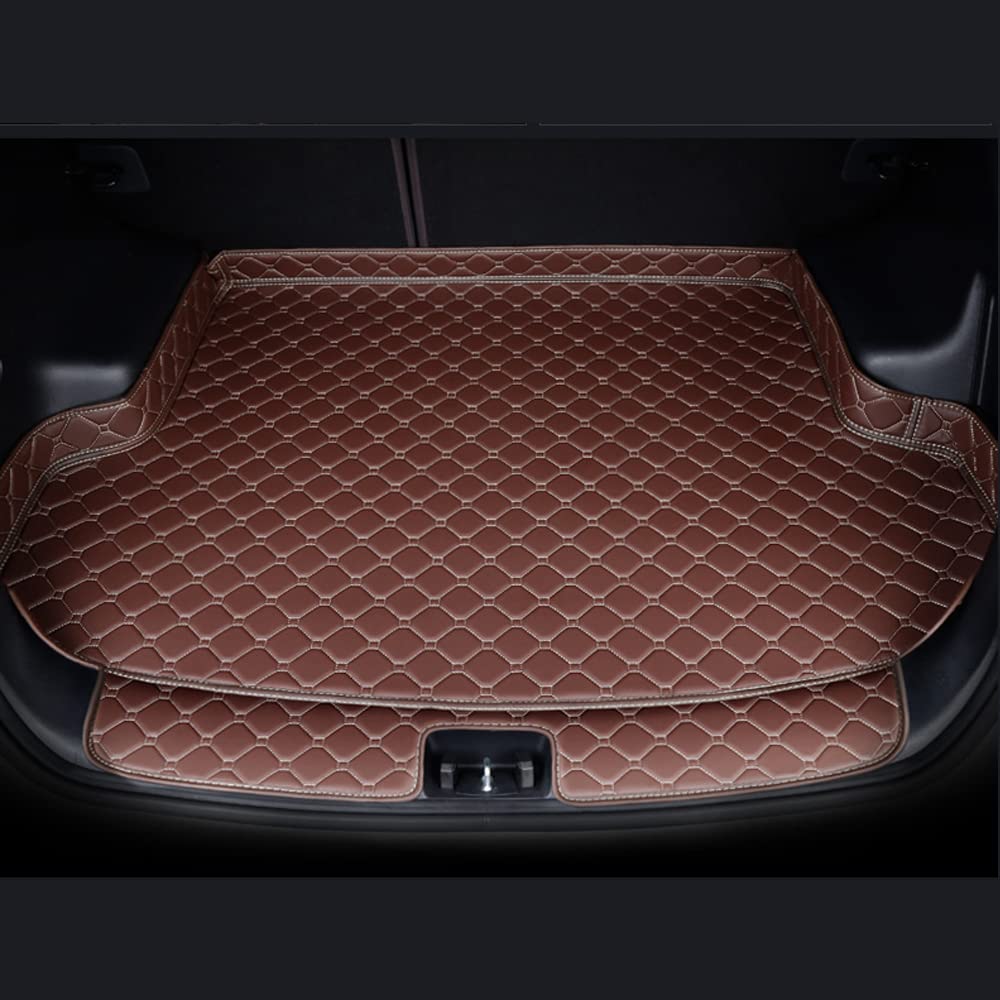 Kofferraummatte für BMW i4 G26 2021+, Kofferraummatte aus Leder, Kofferraumwanne Autoschutzinnenraum Hohe Seite,beige-Brown von PEDTEC