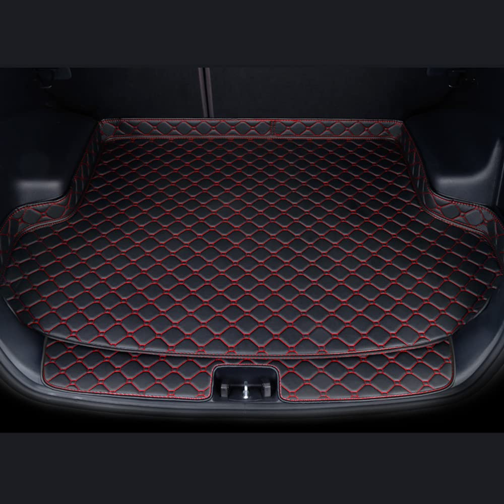 Kofferraummatte für BMW i4 G26 2021+, Kofferraummatte aus Leder, Kofferraumwanne Autoschutzinnenraum Hohe Seite,red-Black von PEDTEC