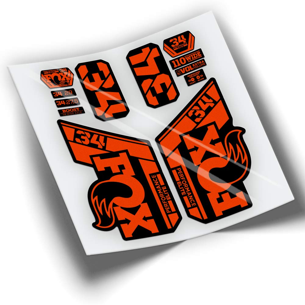 Aufkleber Fahrrad Fox 34 Performance 2021 zweifarbig WP416 rot orange neon Aufkleber Fahrrad Fox 34 Performance 2021 zweifarbig WP416 rot orange neon von PEGATINEA