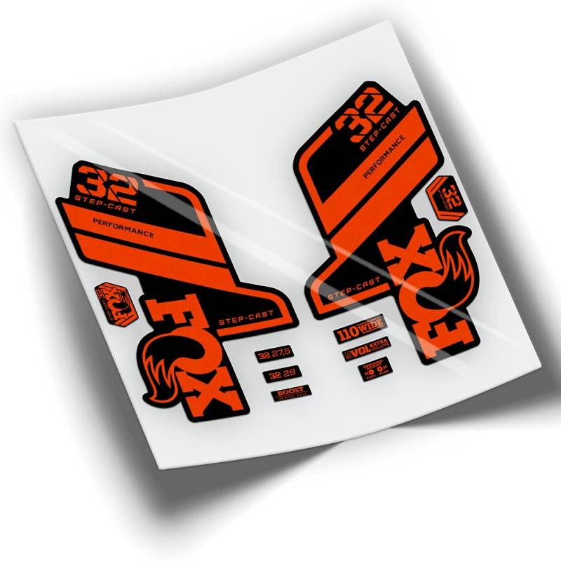 Aufkleber Gabel Fox 32 Performance Step Cast 2021 Farben WP407 rot orange neon von PEGATINEA