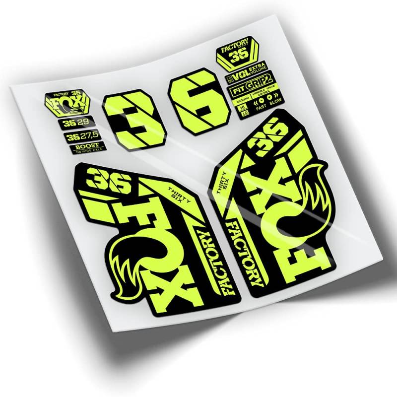 Fox 36 Factory 2021 Farben WP425 Neongelb von PEGATINEA
