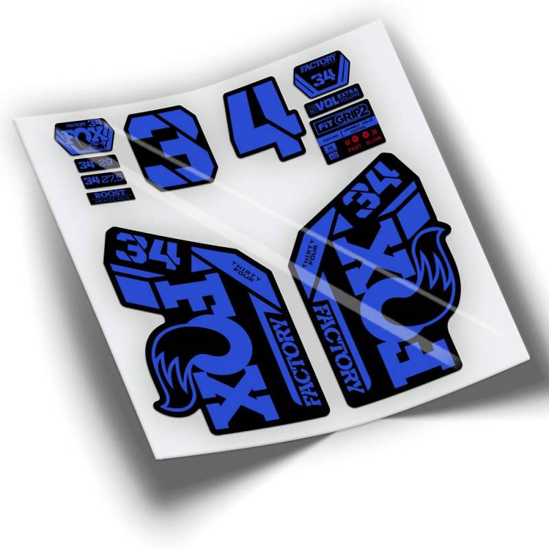 Gabelaufkleber Fox 34 Factory 2021 Farben WP411 blau 052 von PEGATINEA