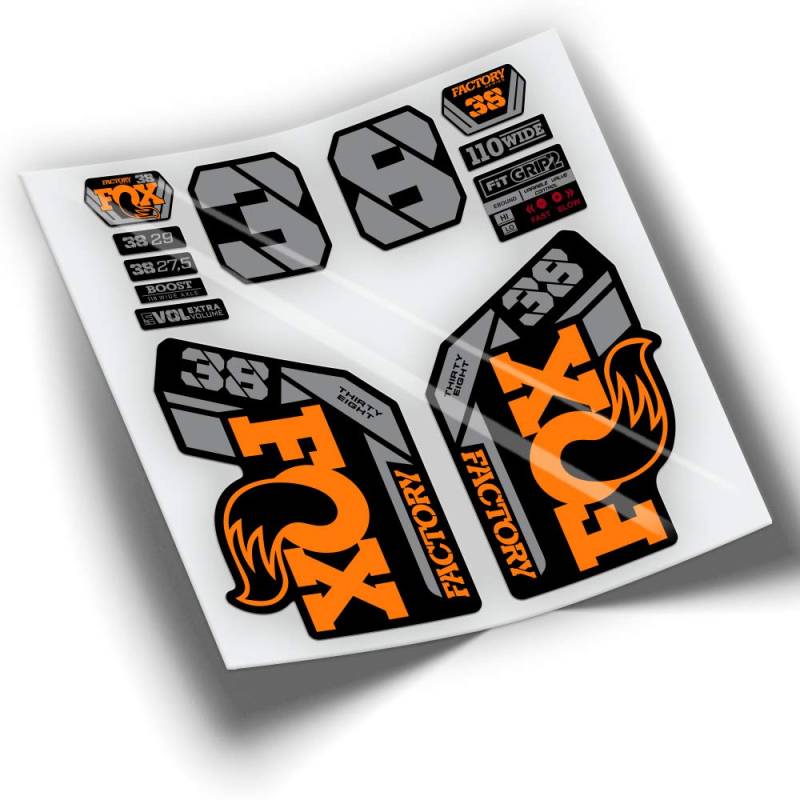 Gabelaufkleber Fox 38 Factory 2021 zweifarbig WP432 orange von PEGATINEA