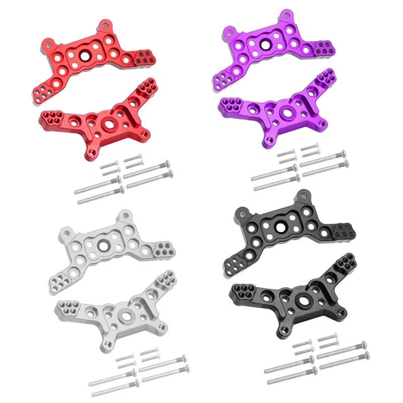 PEGGYLIN 2 Stücke Passend for Mjx Hyper Go 14209 14210 Metall Vorne Hinten Stoßdämpfer Halterung Montieren Fernbedienung Auto Aluminium Upgrade Teile(Silver) von PEGGYLIN