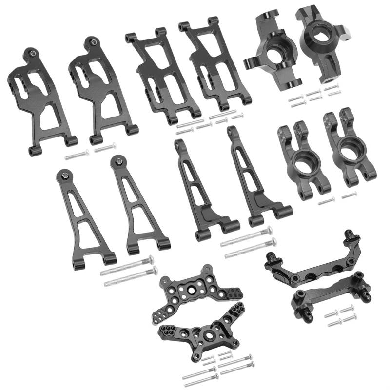 PEGGYLIN Passend für Mjx 14210 14209 H14BM Metall-Lenkbecher, oberer und unterer Schwingarmsatz, Stoßdämpferhalterung, Karosseriepfosten, Hyper Go RC-Auto-Upgrade-Teile (14210 Black Set) von PEGGYLIN