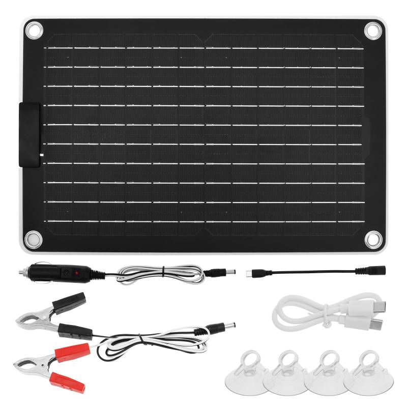 Solarpanel 12V 10W Monokristalline Solarmodule IP67 Wasserdicht Solarpanel Solarzelle Tragbare Solar-Autobatterie-Ladegerät für Auto Boot Anhänger Wohnmobil Rasenmäher (Ohne Spannungsregler) von PEIZHIYC