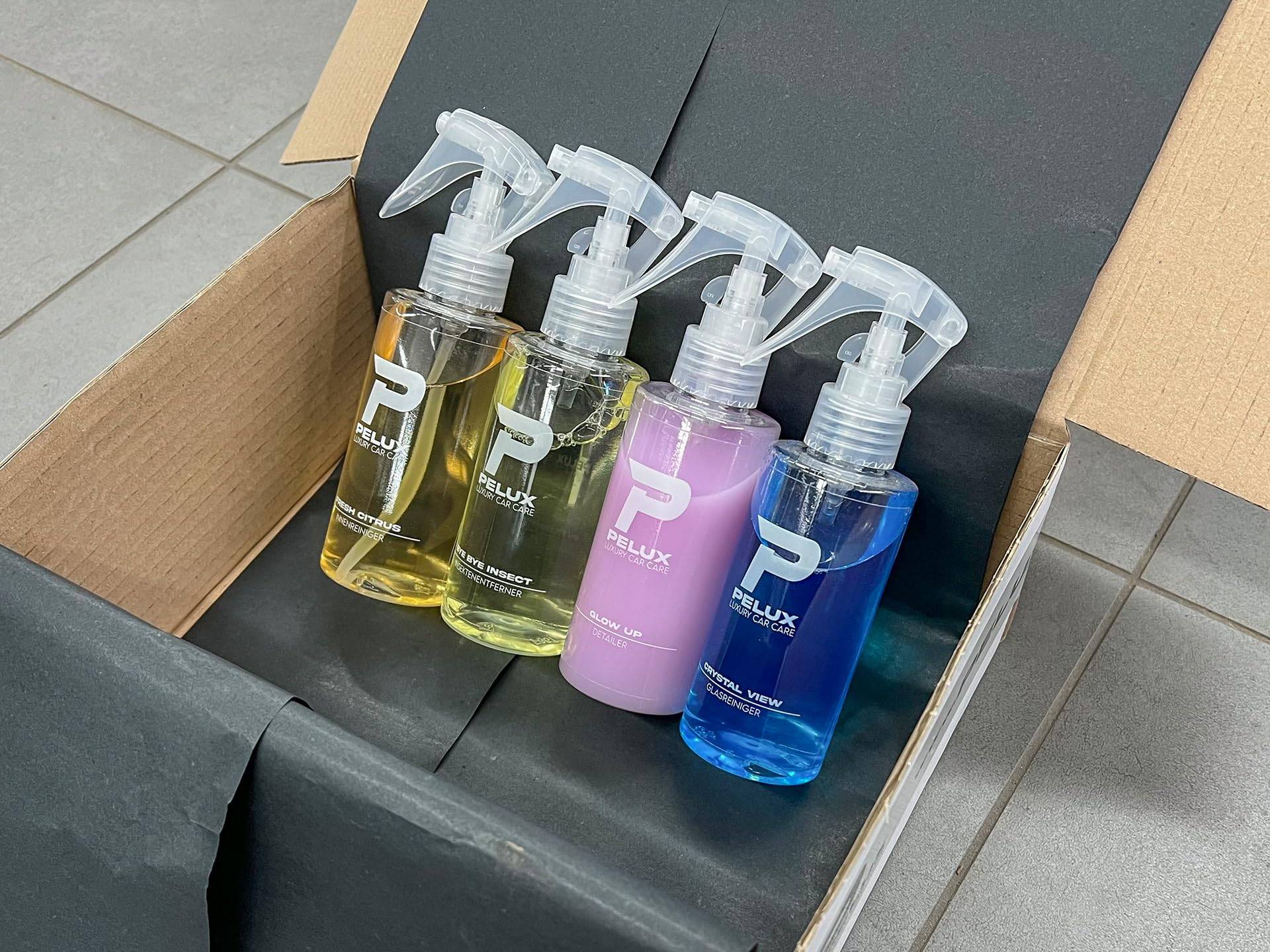 PELUX Autopflege Mini Flaschen Probierpaket Autoreinigung Innenreinigung Glasreiniger Detailer, im Geschenkpaket (Probierpaket) von PELUX