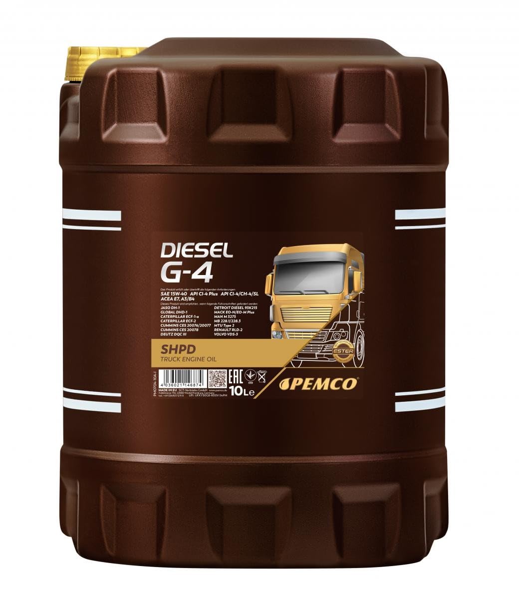 10 Liter PEMCO SAE 15W-40 Diesel G-4 SHPD Öl TS-4 von PEMCO