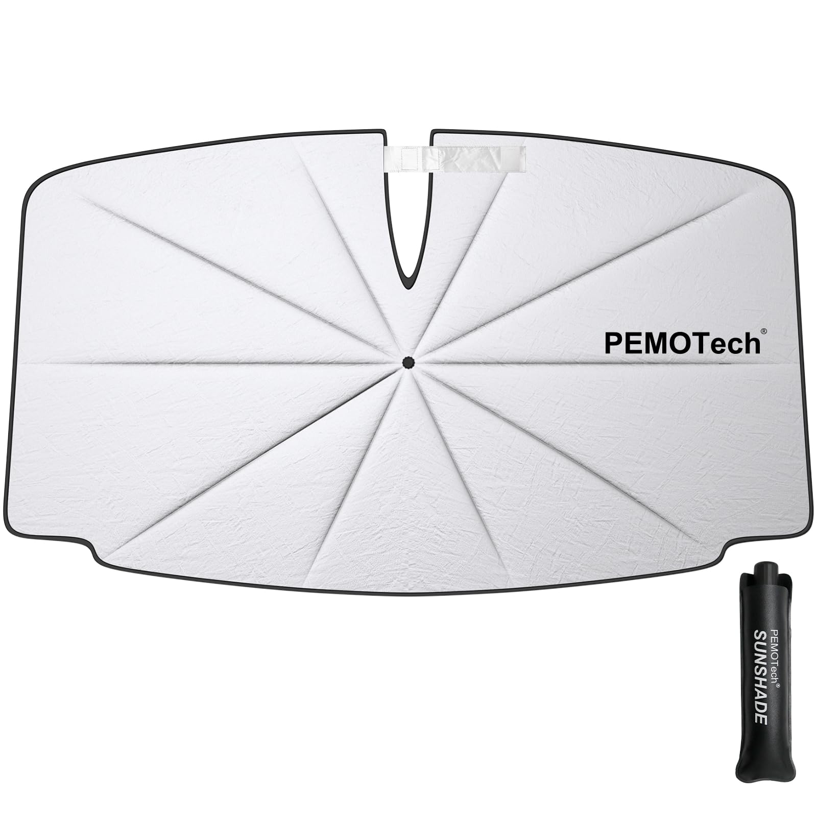 [Neuestes 210T Pongee] PEMOTech 2025 Upgrade Car Shades für vordere Fenster, Auto Windschutzscheibe Sonnenschutz Abdeckung Regenschirm, Faltbare Auto Visor UV-Strahlen Reflektor (57„ x 33“) von PEMOTech