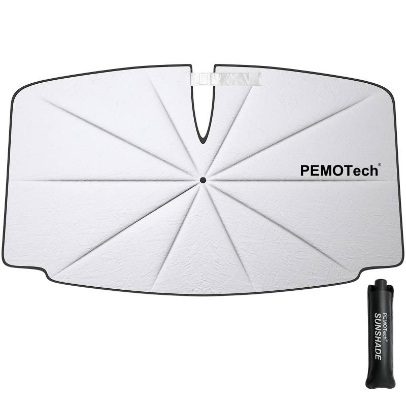 [Neuestes 210T Pongee] PEMOTech 2025 Upgrade Car Shades für vordere Fenster, Auto Windschutzscheibe Sonnenschutz Abdeckung Regenschirm, Faltbare Auto Visor UV-Strahlen Reflektor (57„ x 33“) von PEMOTech