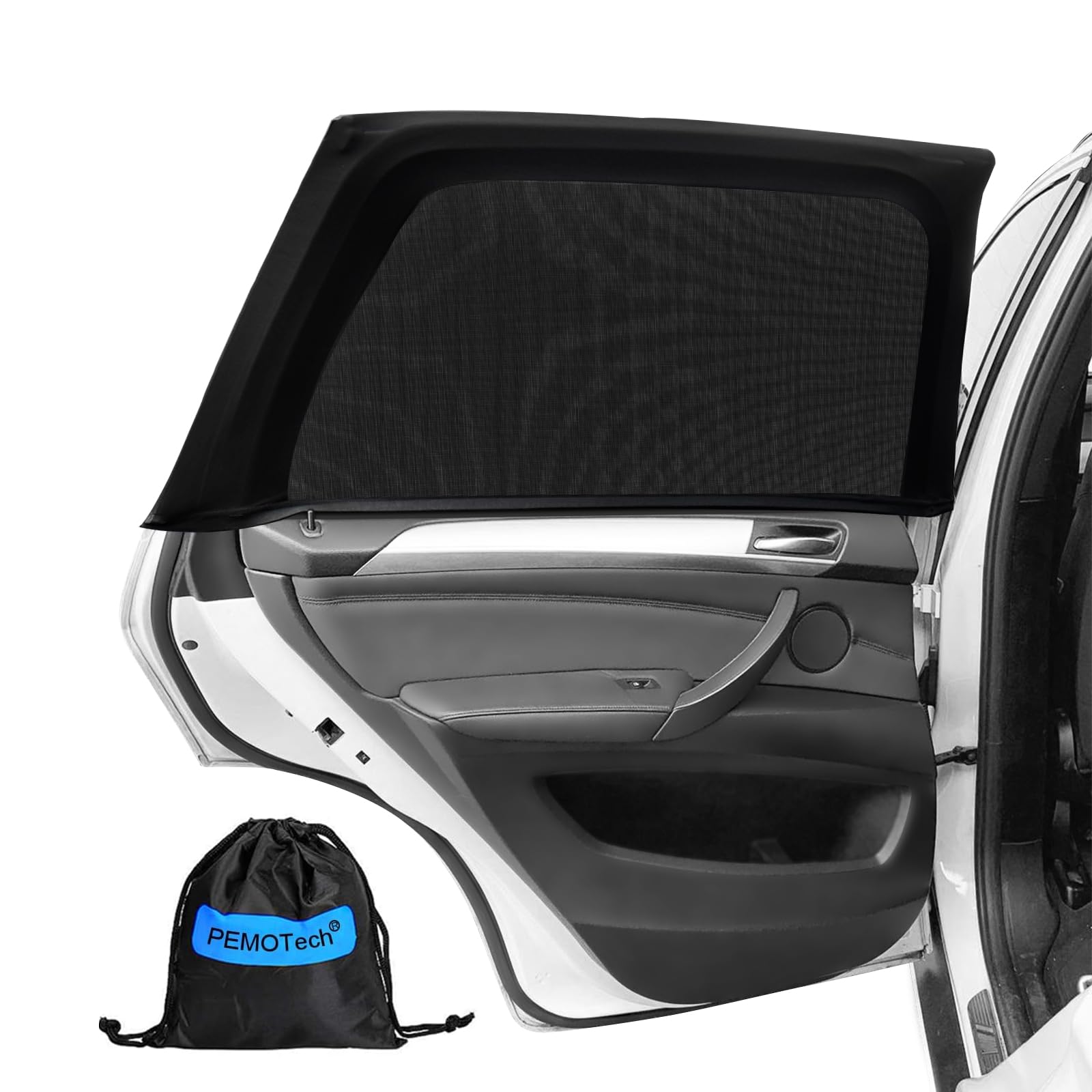 PEMOTech Sonnenschutz Auto Baby,(2-Stück)ZERTIFIZIERTER UV-Schutz,[2025 Upgrade] Nachhaltiges & Hochwertiges Atmungsaktive Spandex,Sonnenschutz Auto Kinder fit 99% Autos, Privatsphäre Für Ihre Familie von PEMOTech