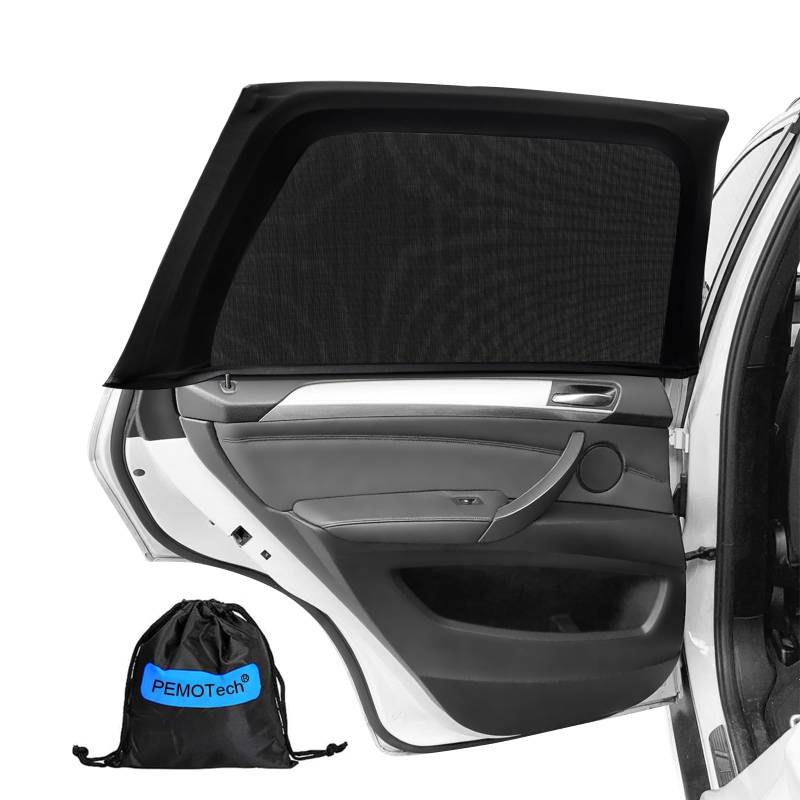 PEMOTech Sonnenschutz Auto Baby,(2-Stück)ZERTIFIZIERTER UV-Schutz,[2025 Upgrade] Nachhaltiges & Hochwertiges Atmungsaktive Spandex,Sonnenschutz Auto Kinder fit 99% Autos, Privatsphäre Für Ihre Familie von PEMOTech