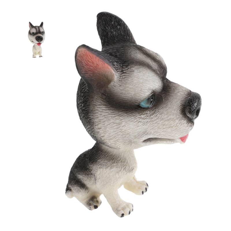 PENIKOKO Bommel-Hundeverzierung Husky-Figur Lustiges Auto, das den Kopf schüttelt Autodekoration Autoverzierung armaturenbrett dekorationen Kopfschütteln Hund für Auto Harz von PENIKOKO