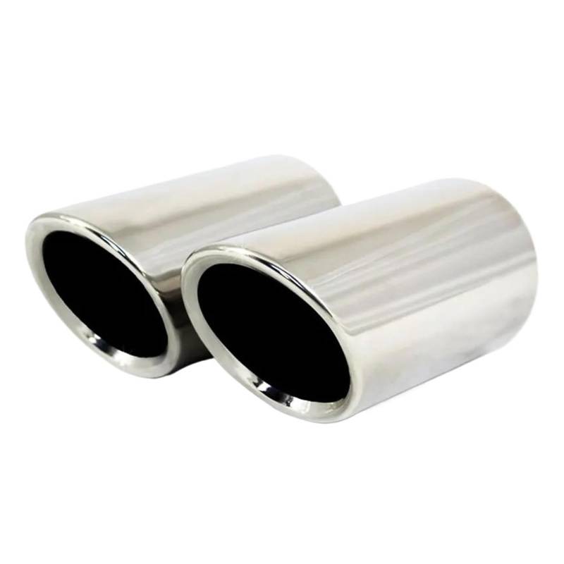 Auspuffendrohr 1 Paar Chrom Überzug Edelstahl Auto Auspuff TIPP Rohre Abdeckungen Universal Auto Zubehör Auspuff Endrohr(Silver) von PEPKWELYCB