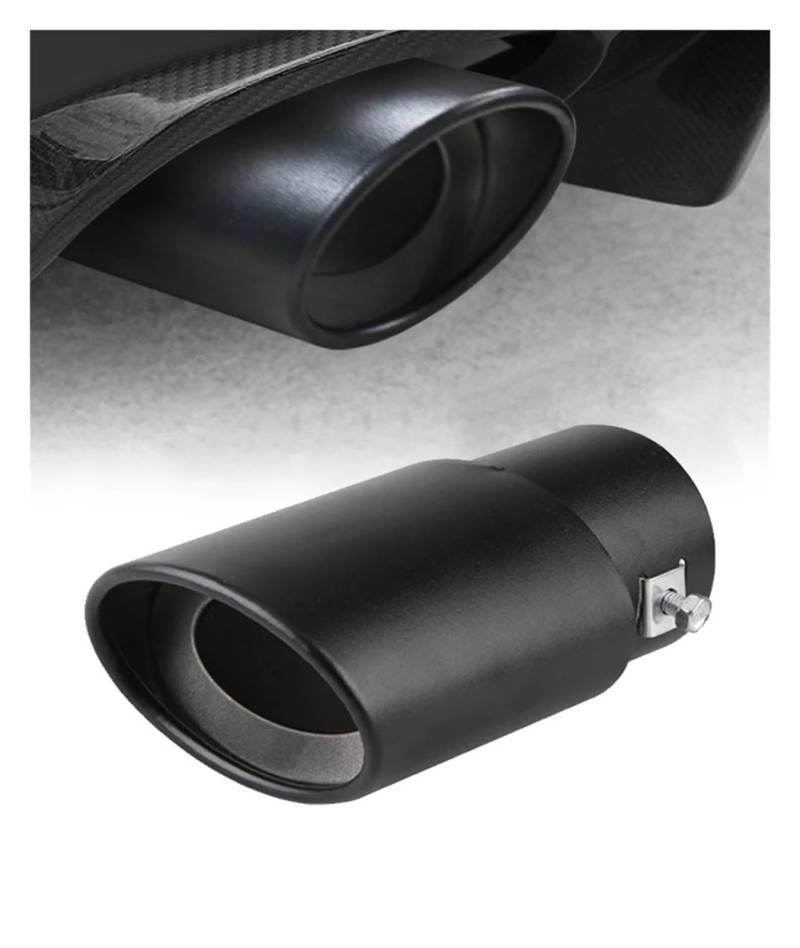 Auspuffendrohr 1 STÜCKE 2,5 "Einlass Auto Auto Auspuff Schalldämpfer Spitze Rohr Edelstahl Chrom Trim Hinten Schwanz Kehle Für Die Meisten Autos Auspuff Endrohr(Black Straight) von PEPKWELYCB