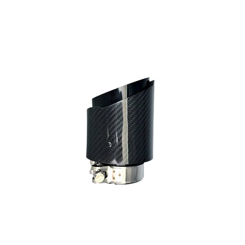 Auspuffendrohr 1 Stück Universal Auto Carbon Fiber Endrohr Edelstahl Schalldämpfer Hell Schwarz Twill Glänzend Schalldämpfer Auspuffdüse Spitze Auspuff Endrohr(63.5mm-101mm) von PEPKWELYCB