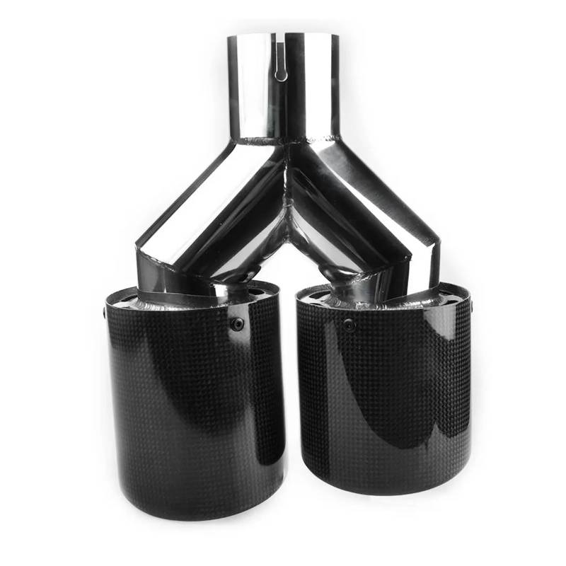 Auspuffendrohr 63MM Auto Carbon Fiber Glossy Schalldämpfer Spitze Y Form Doppel Ausgang Auspuffrohr Schalldämpfer Düse Dekoration Auspuff Endrohr(63-101 R) von PEPKWELYCB