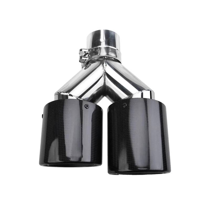 Auspuffendrohr 63MM Auto Carbon Fiber Glossy Schalldämpfer Spitze Y Form Doppel Ausgang Auspuffrohr Schalldämpfer Düse Dekoration Auspuff Endrohr(63-89 Left) von PEPKWELYCB