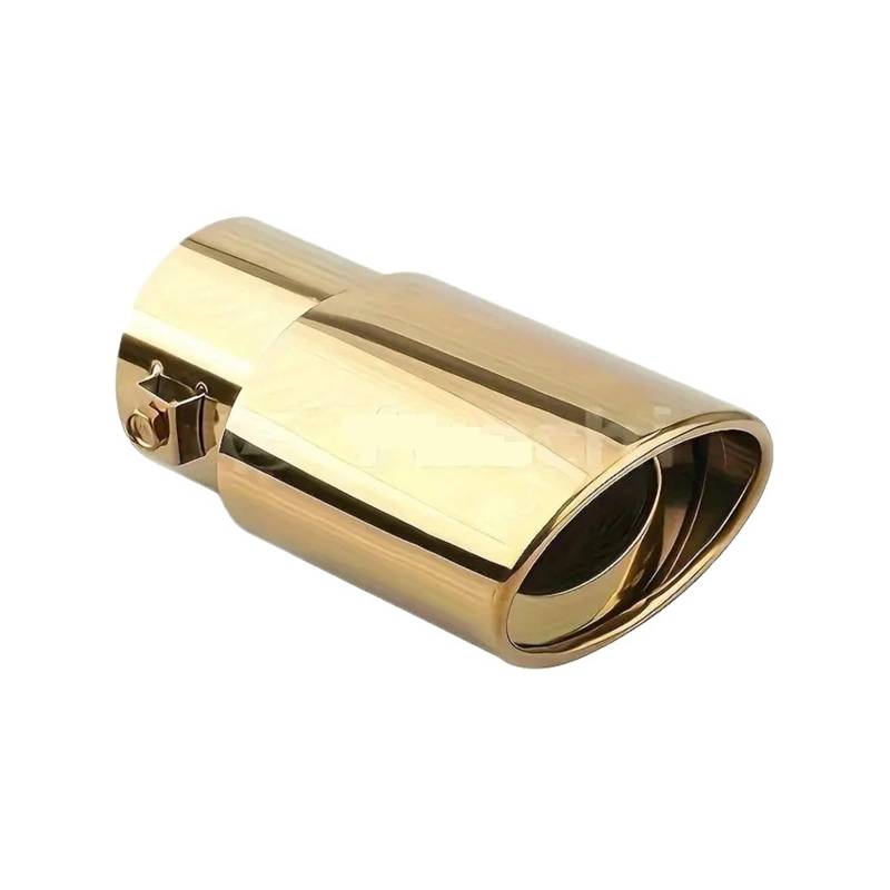 Auspuffendrohr 63mm Kaliber Automotive Universal Auspuff Metall Schalldämpfer Spitze Edelstahl Gerade Biegung Auspuffrohr Schwanz Schalldämpfer Spitze Rohr AUT Auspuff Endrohr(Golden Straight) von PEPKWELYCB