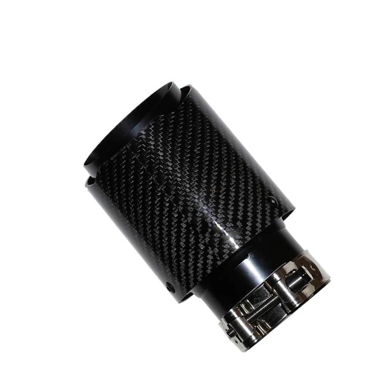 Auspuffendrohr Auto Gloss Carbon Fiber Schalldämpfer Spitze Auspuff System Rohr Schalldämpfer Düse Universal Gerade Edelstahl Schwarz Auto Teile Auspuff Endrohr(77mm-101mm) von PEPKWELYCB