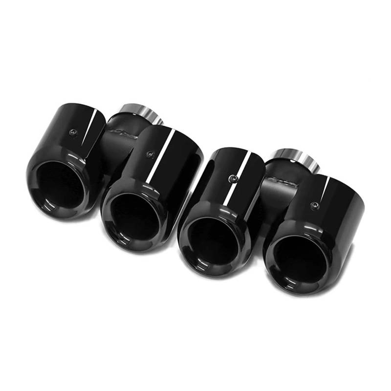 Auspuffendrohr Für Land Für Rover Für Defender 90 Für Defender 110 2020-2024 Heckauspuff-Endrohr-Upgrade Quad Round Edelstahl Carbon Fiber Schalldämpfer Auspuff Endrohr(Black 2.0T) von PEPKWELYCB