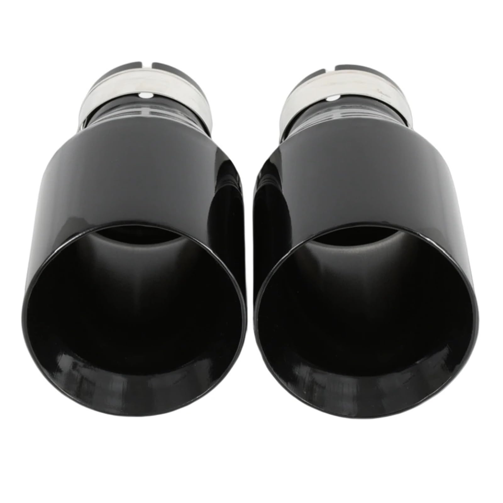 Auspuffendrohr Für VW 1 PC Auto Modifizierter Edelstahl Glänzend Schwarz Auspuffrohr Universal Bevel Edeg Shiny Schalldämpferspitze Auspuff Endrohr(57MM IN 114MM Out) von PEPKWELYCB