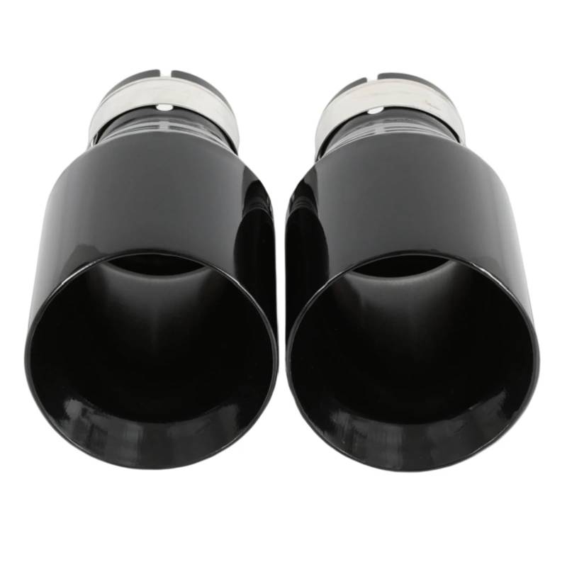 Auspuffendrohr Für VW 1 PC Auto Modifizierter Edelstahl Glänzend Schwarz Auspuffrohr Universal Bevel Edeg Shiny Schalldämpferspitze Auspuff Endrohr(57MM IN 114MM Out) von PEPKWELYCB