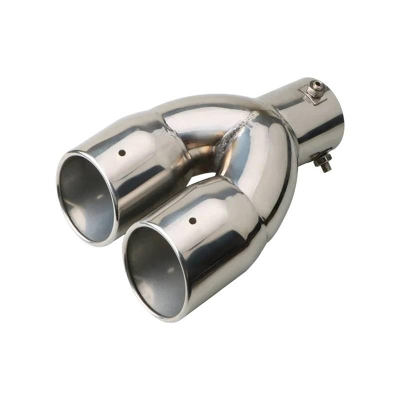 Auspuffendrohr Universal 1PC Auto Auspuffrohr Hals Einlass 63mm Doppel Outlet Auto Schalldämpfer Spitze Edelstahl Chrom Hinten Schalldämpfer Spitze Schwanz Auspuff Endrohr von PEPKWELYCB