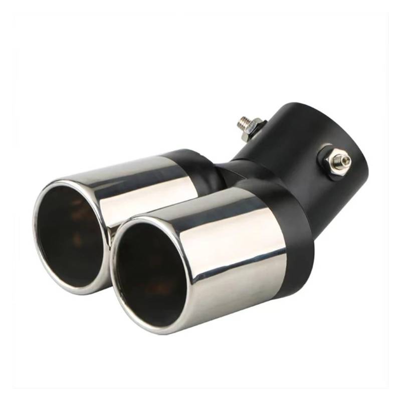 Auspuffendrohr Universal Auto Auspuffblende Rund Edelstahl Auto Auspuffblende Chrom Rund Auspuffrohr Endschalldämpfer Auspuff Endrohr(Curved Flat) von PEPKWELYCB